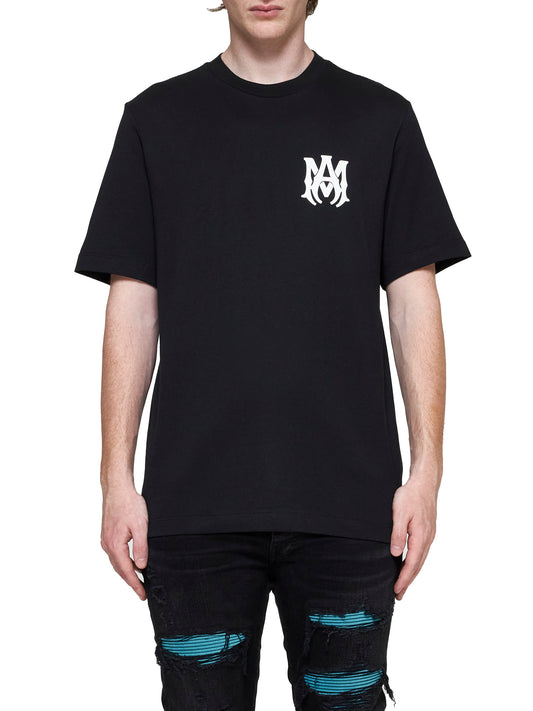 T-shirt nera con stampa logo in cotone