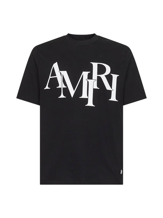 T-shirt AMIRI Staggered Logo nera