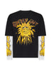 Black cotton jersey Burnt Out double-sleeve T-shirt