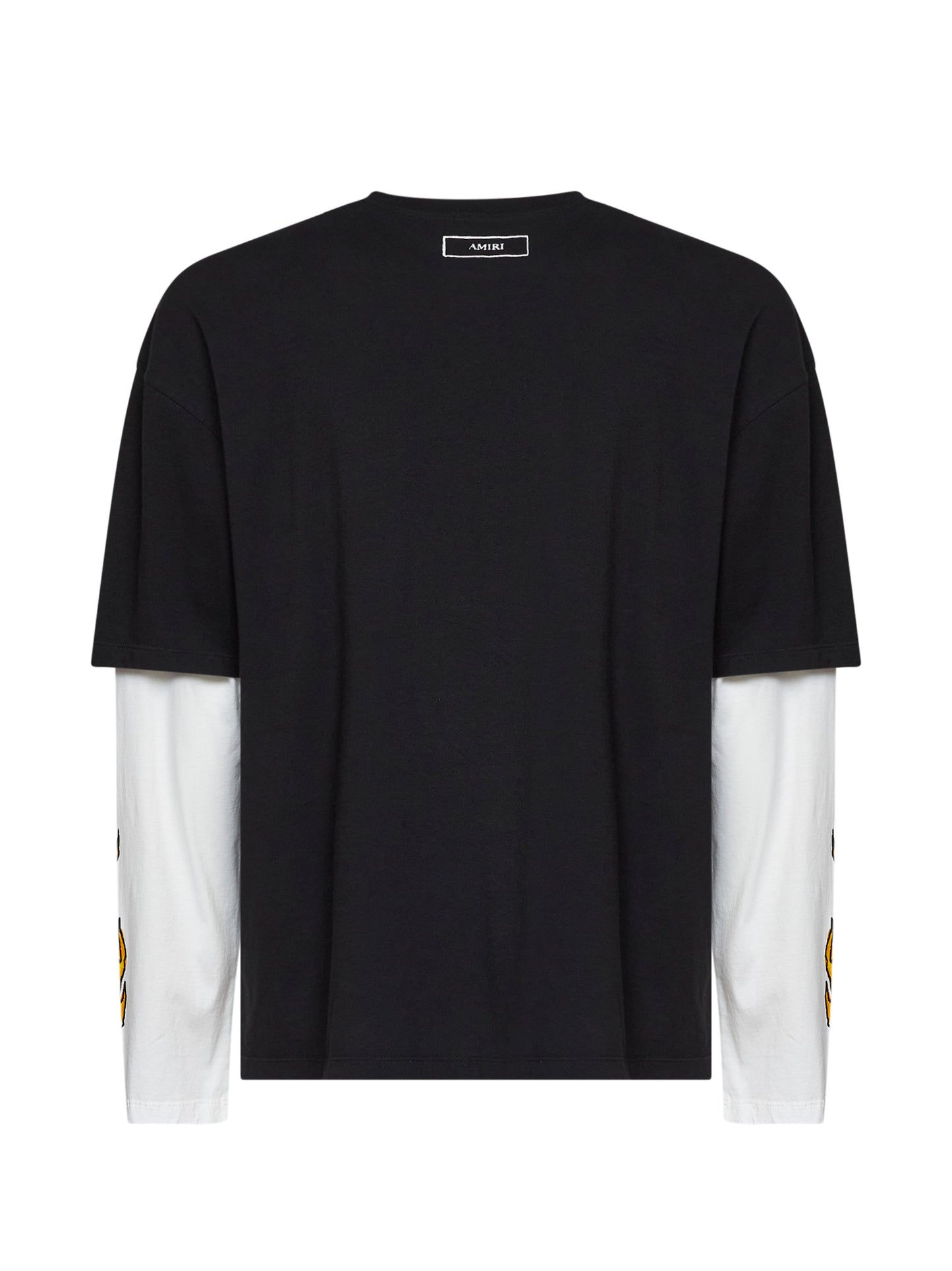 Black cotton jersey Burnt Out double-sleeve T-shirt