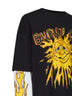 Black cotton jersey Burnt Out double-sleeve T-shirt