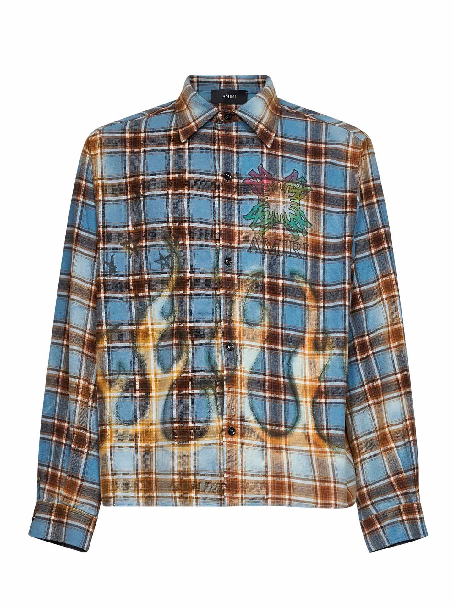 Blue bleached check flannel MA Quad shirt