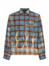 Blue bleached check flannel MA Quad shirt