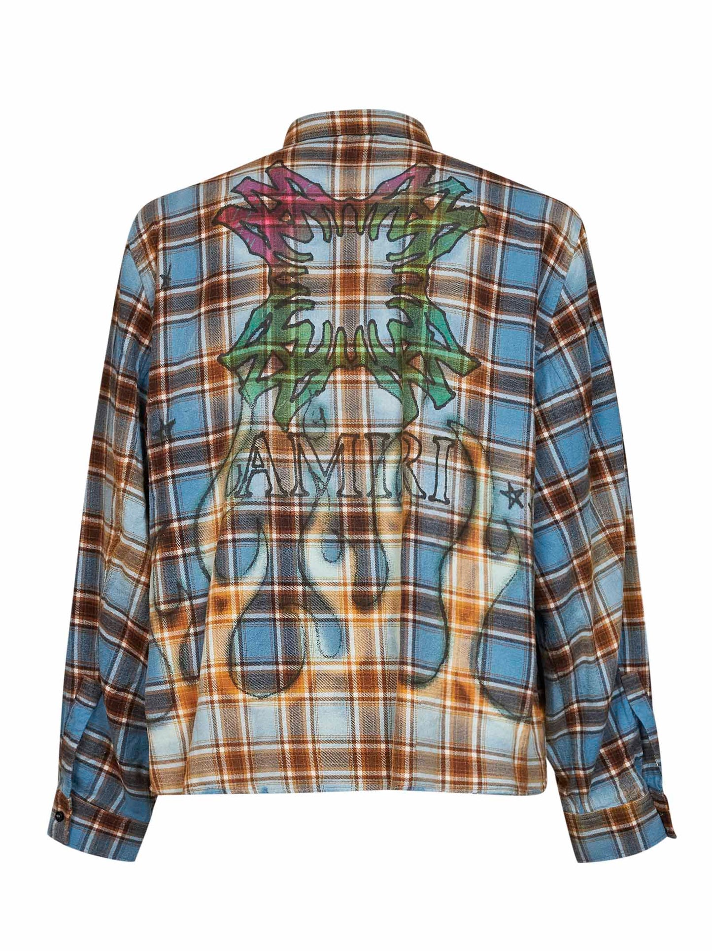 Blue bleached check flannel MA Quad shirt