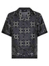 Camicia bowling MA Check in seta stampata nera