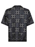 Camicia bowling MA Check in seta stampata nera