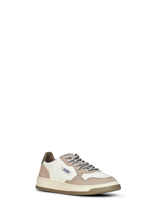 White leather and licorice suede Medalist Low sneakers