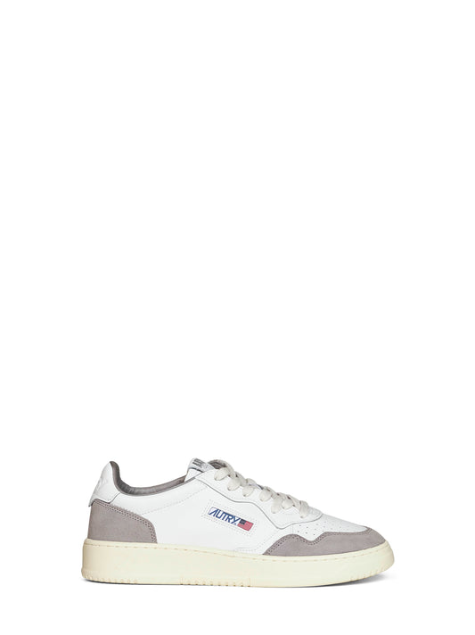 Sneakers Medalist Low in pelle bianca e suede cemento