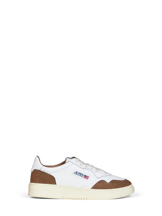 White leather and tobacco suede Medalist Low sneakers