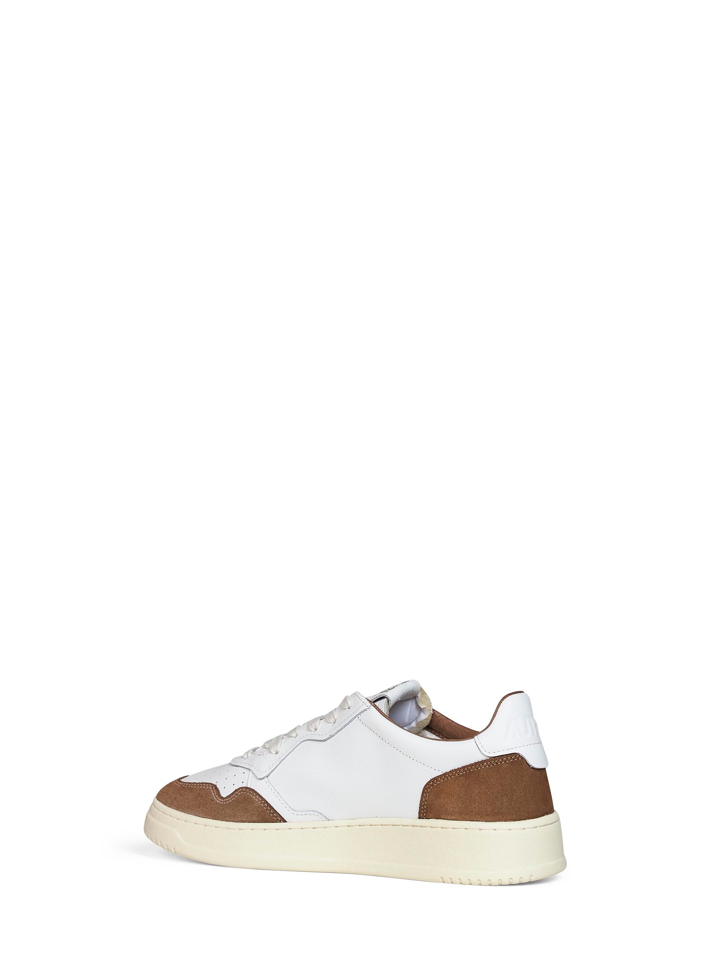 White leather and tobacco suede Medalist Low sneakers