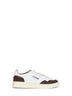 White leather and mahogany suede Medalist Low sneakers