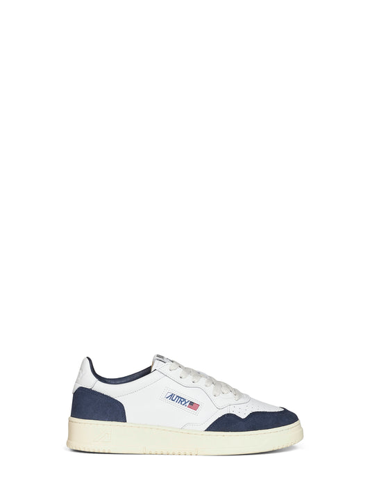 Sneakers Medalist Low in pelle bianca e suede denim