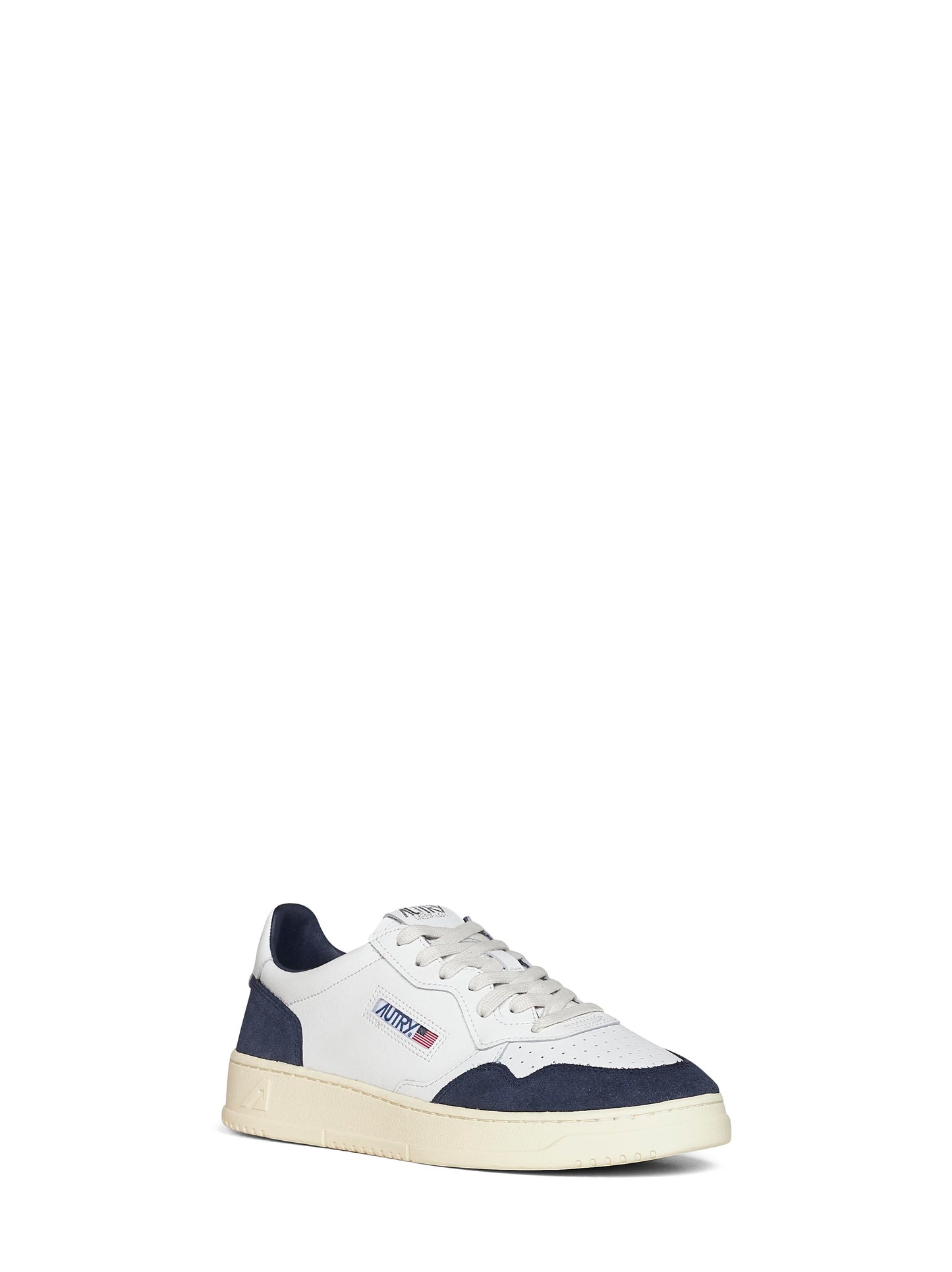 White leather and denim suede Medalist Low sneakers