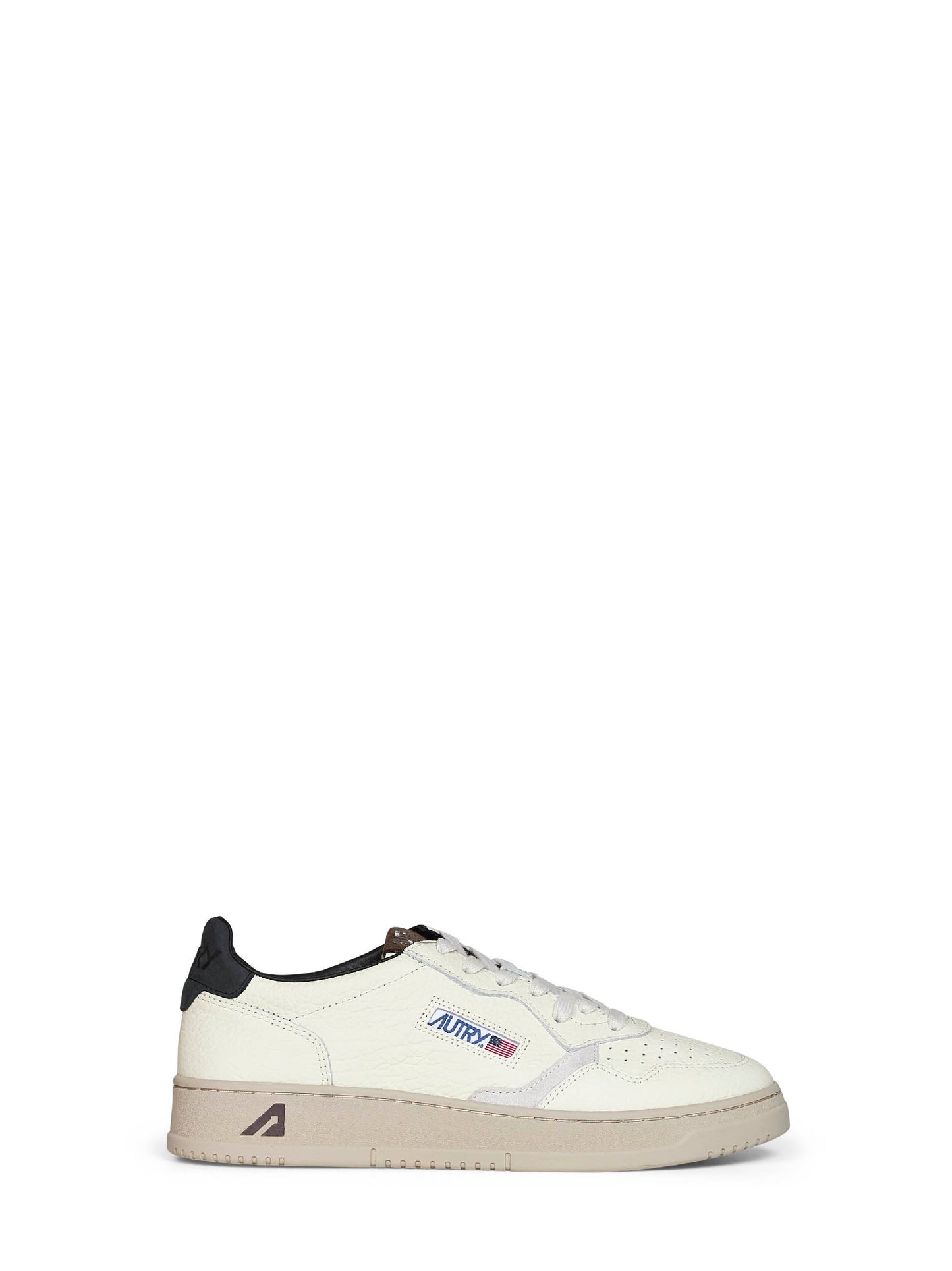White leather and pinecone suede Medalist Low sneakers
