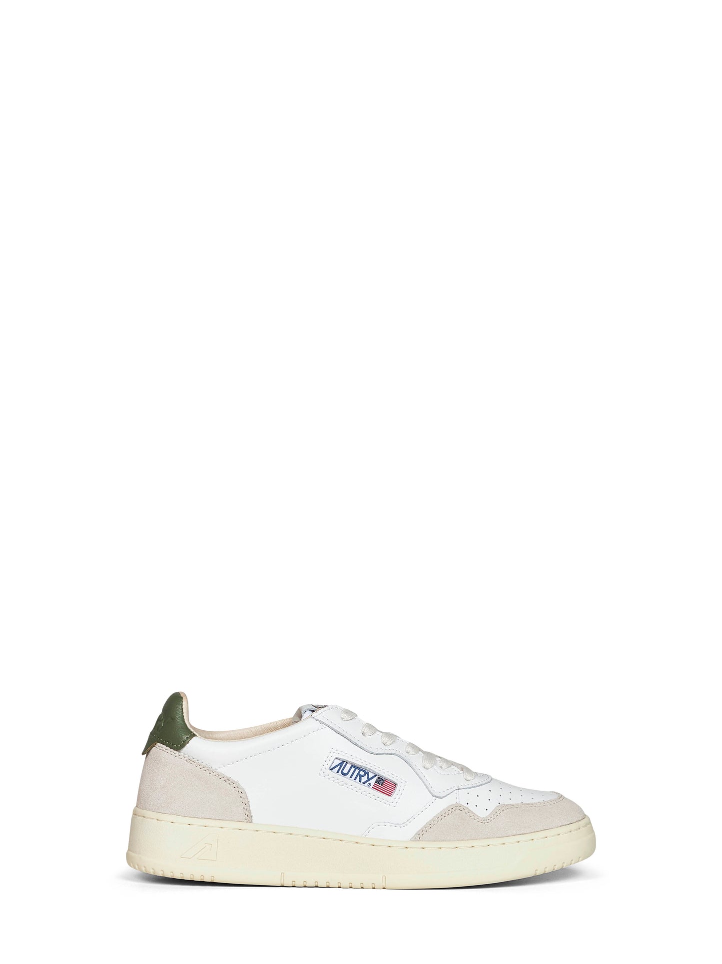 White leather and beige suede Medalist Low sneakers