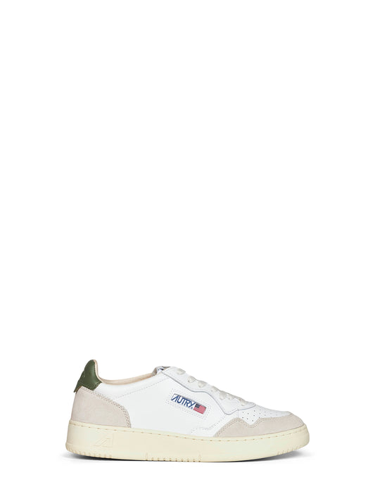 Sneakers Medalist Low in pelle bianca e suede beige