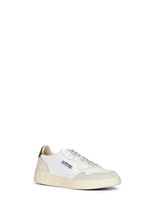 Sneakers Medalist Low in pelle bianca e suede beige