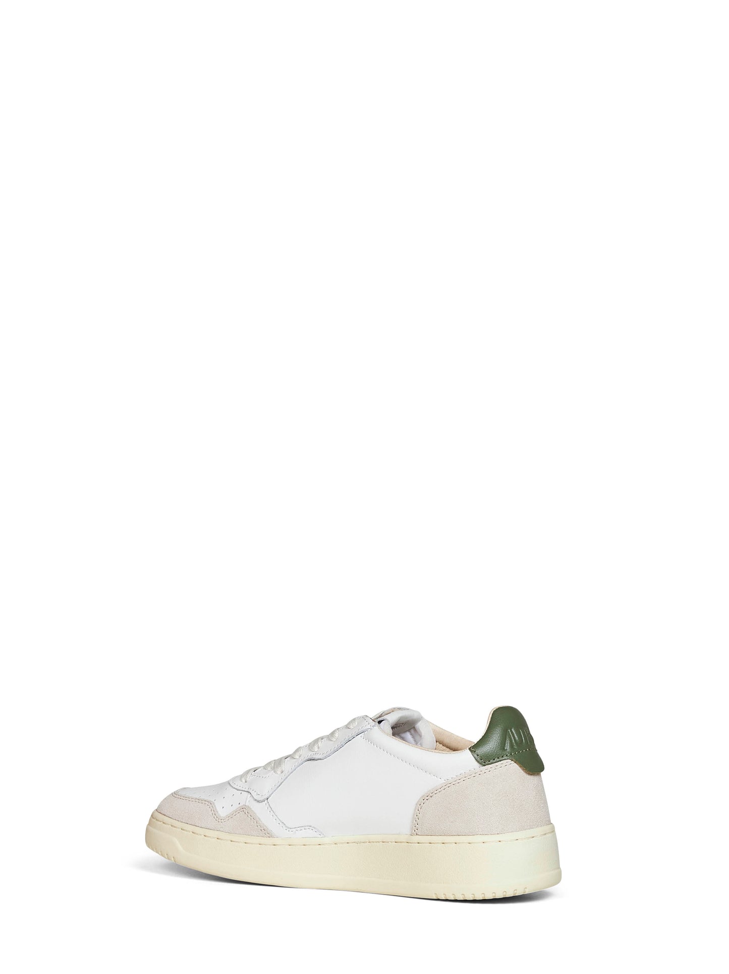 White leather and beige suede Medalist Low sneakers