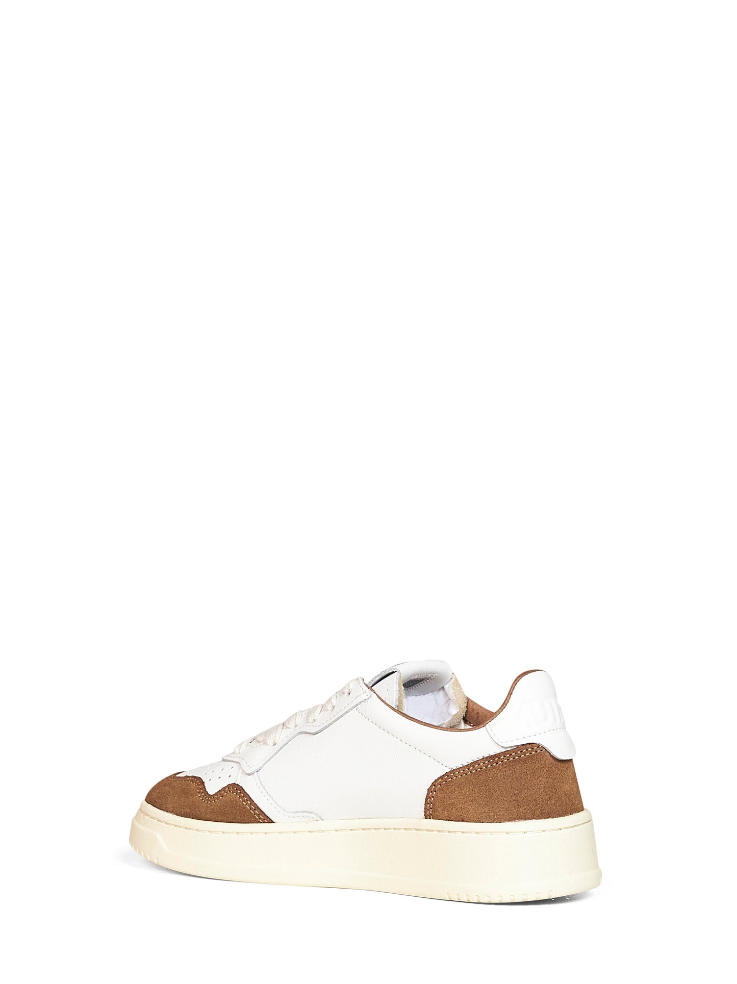 White leather and tobacco suede Medalist Low sneakers