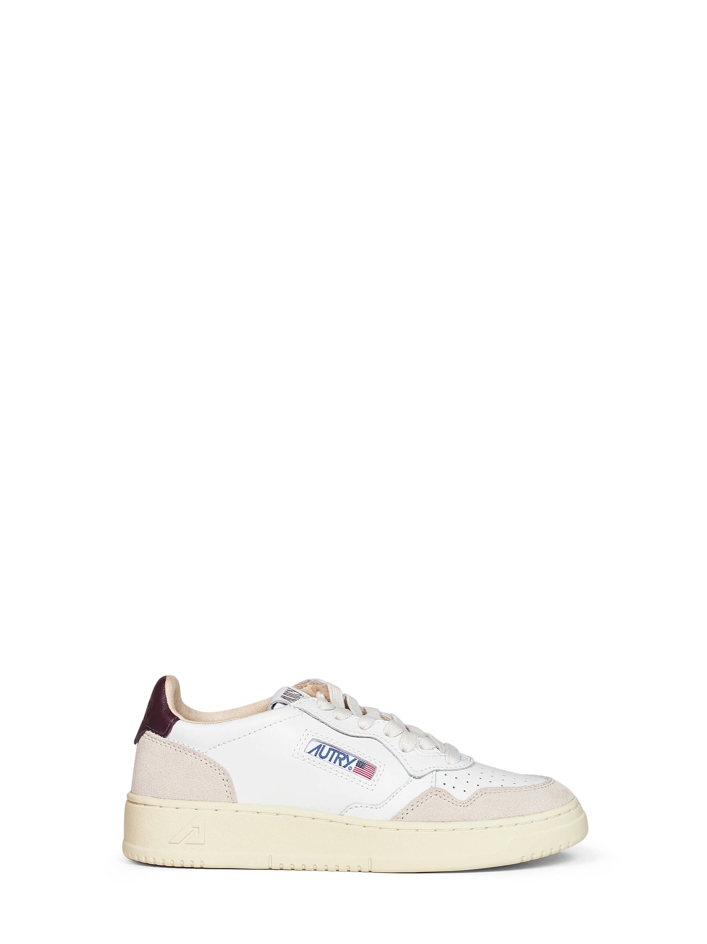 White leather and beige suede Medalist Low sneakers