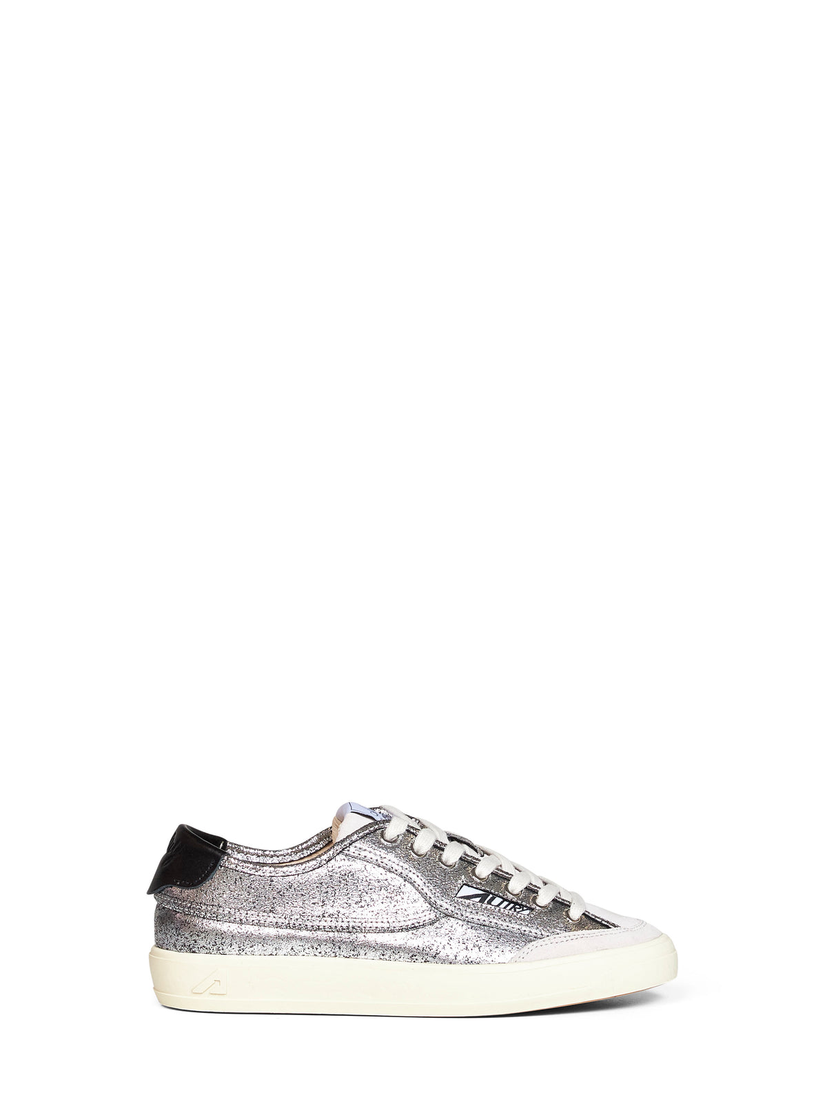 Sneakers Windscape Low in pelle laminata argento