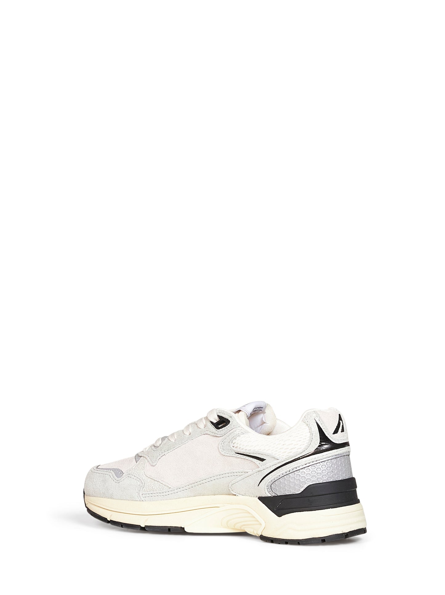 White mesh and silver glitter leather Hyperway sneakers