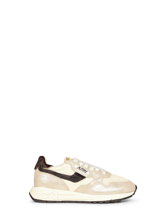 Platinum nylon and glitter suede Reelwind Low sneakers