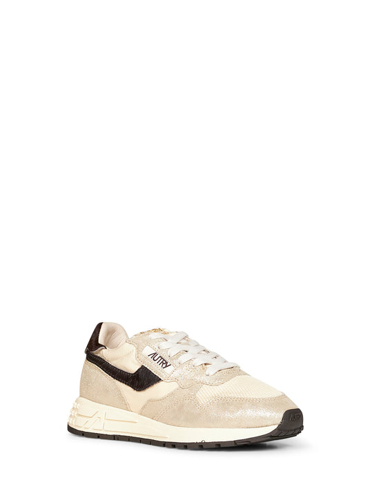 Platinum nylon and glitter suede Reelwind Low sneakers