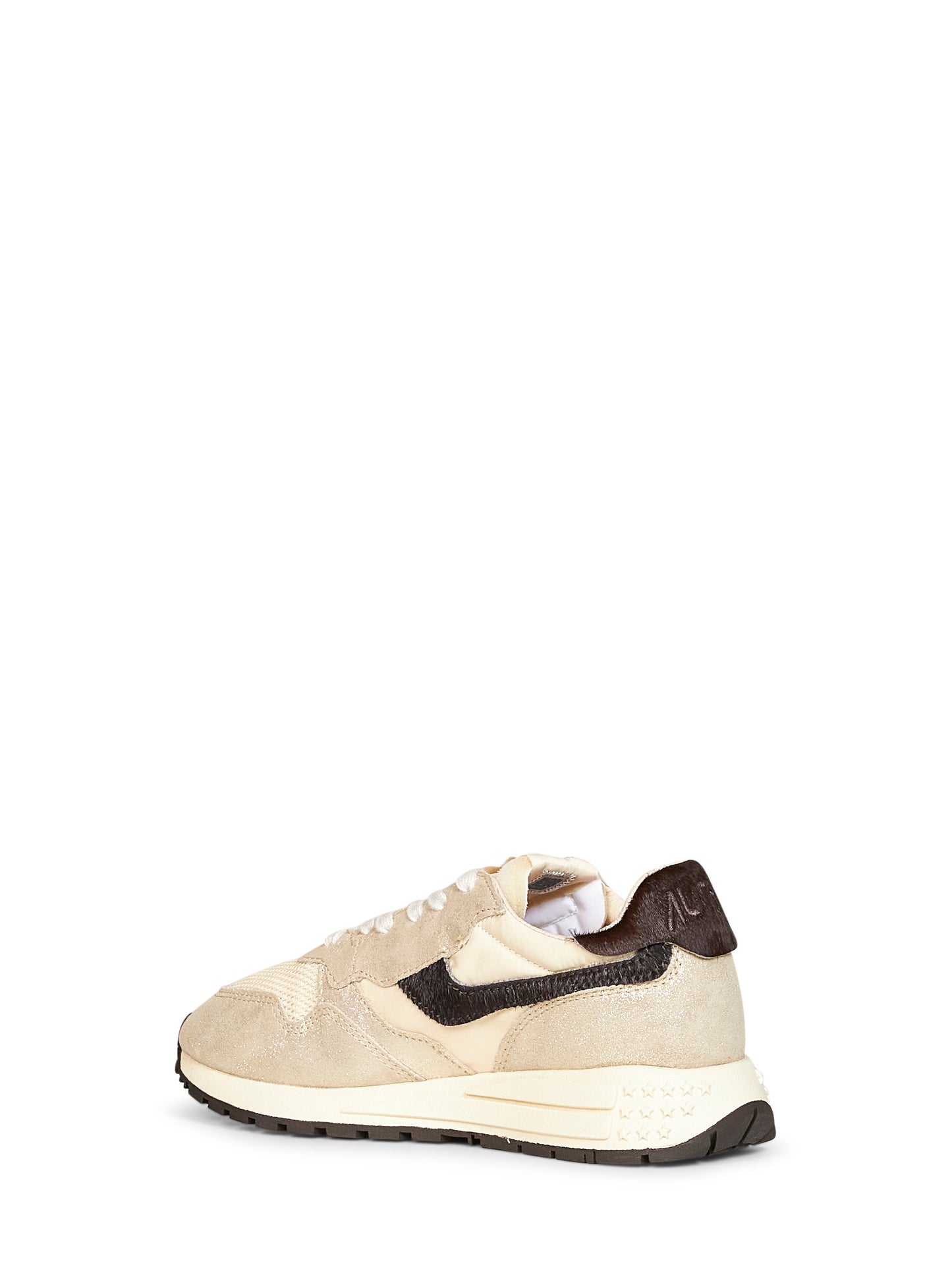 Platinum nylon and glitter suede Reelwind Low sneakers