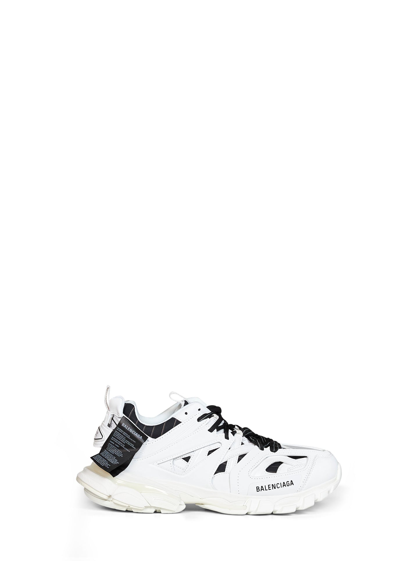 Black and white polyurethane and cotton Track Shirt sneakers