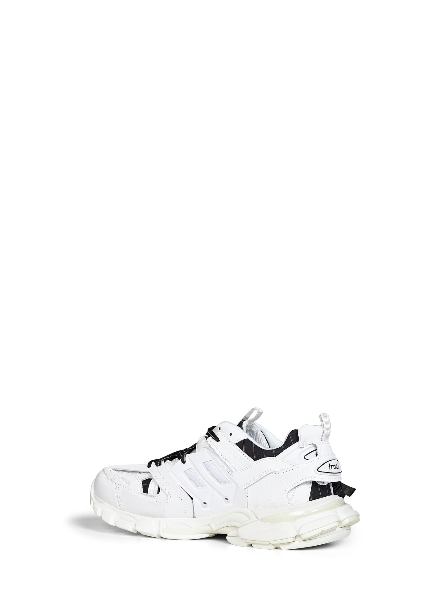 Black and white polyurethane and cotton Track Shirt sneakers