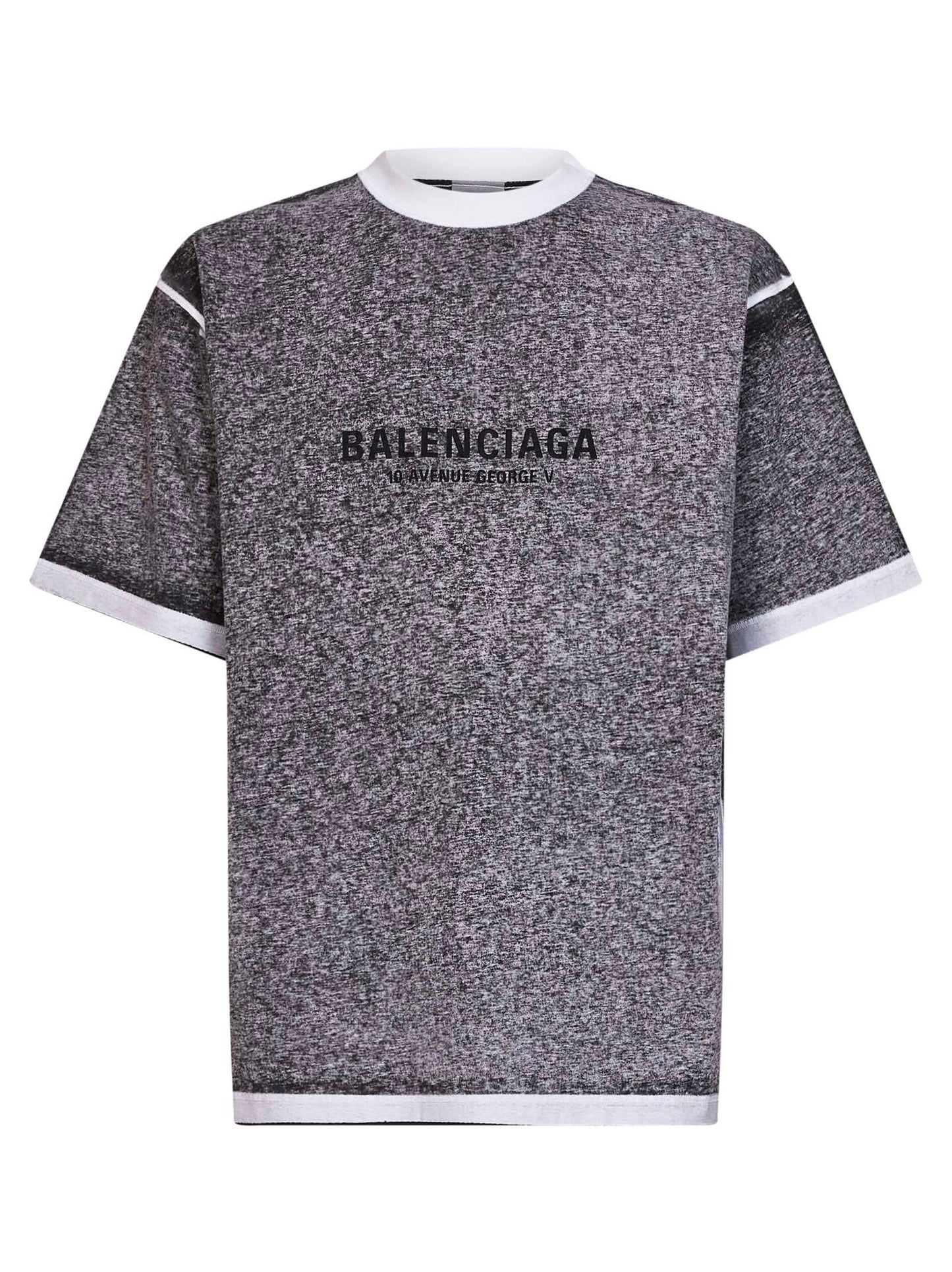 T-shirt Vestibilità Media in jersey effetto melange nero<BR/>