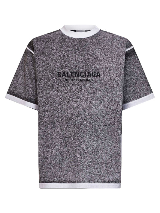T-shirt Vestibilità Media in jersey effetto melange nero<BR/>