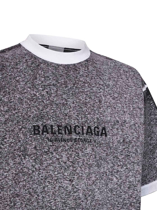 T-shirt Vestibilità Media in jersey effetto melange nero<BR/>