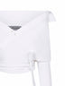 White cotton poplin Off-Shoulder Wrap Shirt