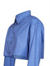 Blue fluid heather wool-silk blend Cropped Shirt