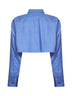 Blue fluid heather wool-silk blend Cropped Shirt