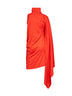 Abito Drappeggiato Midi in jersey sottile rosso tramonto