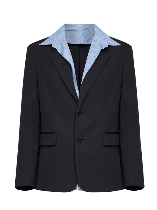 Dark navy wool twill Hybrid Shirt Jacket