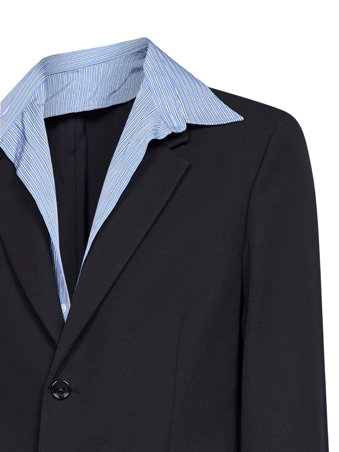 Giacca-Camicia Ibrido in twill di lana navy scuro