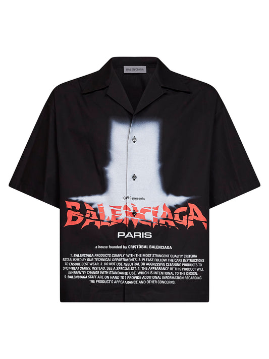 Camicia Bowling A Maniche Corte The Door nero