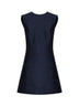 Miniabito a trapezio stile blazer in lana e seta blu navy