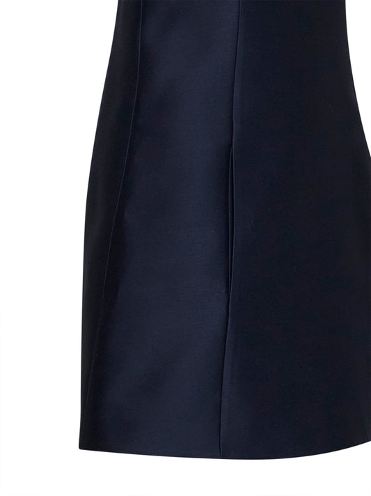 Navy blue wool and silk blazer-style A-line mini dress