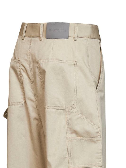 Pantaloni Cargo Morbidi in twill di cotone rigenerato beige