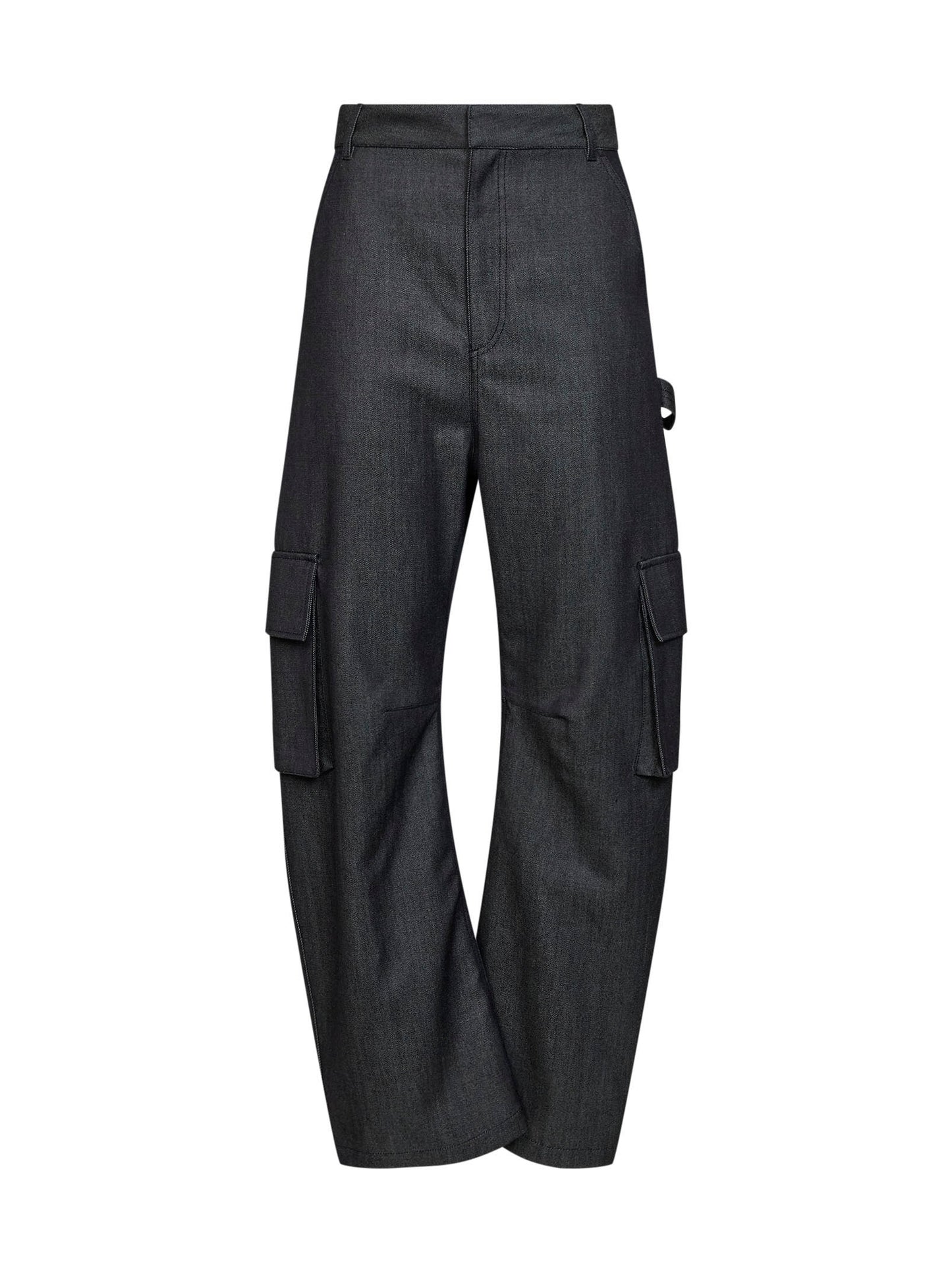 Pantaloni Cargo Morbidi in twill di lana navy scuro
