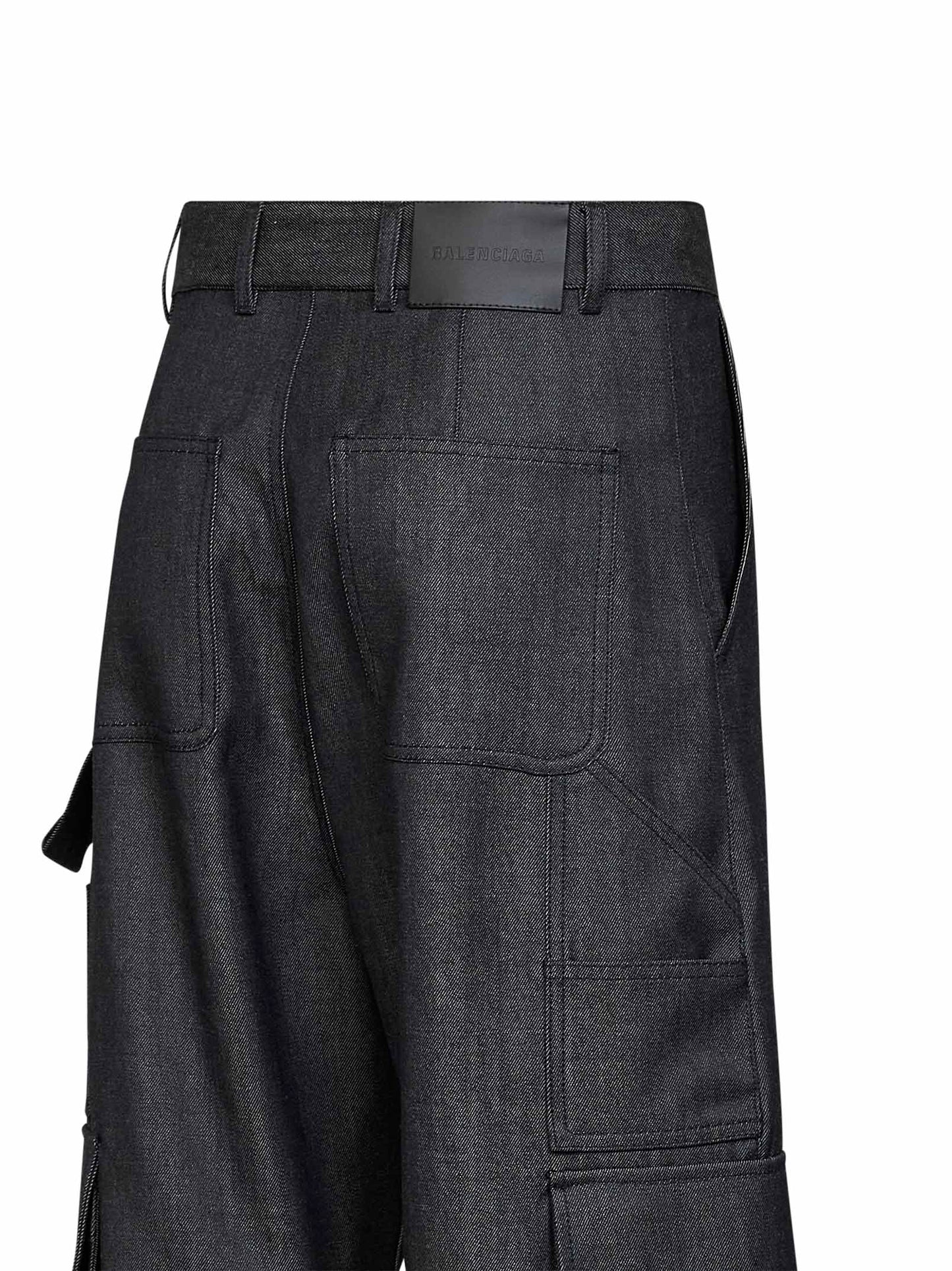 Pantaloni Cargo Morbidi in twill di lana navy scuro