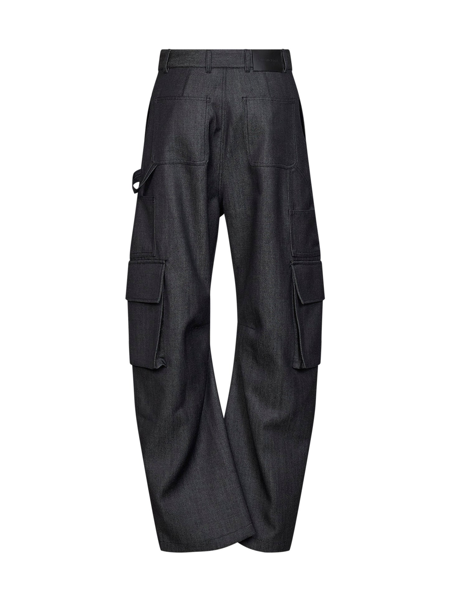 Pantaloni Cargo Morbidi in twill di lana navy scuro