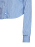 Camicia A Righe Cropped in popeline tecnico ultra fine blu e navy