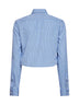 Camicia A Righe Cropped in popeline tecnico ultra fine blu e navy