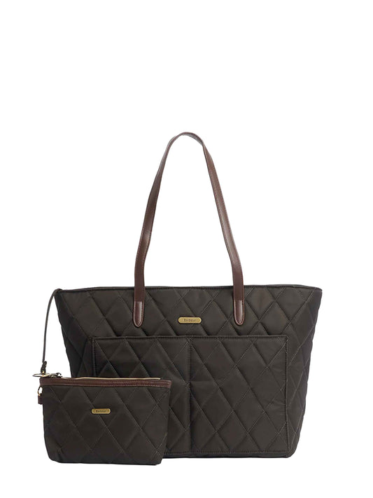 Olive quilted tote bag